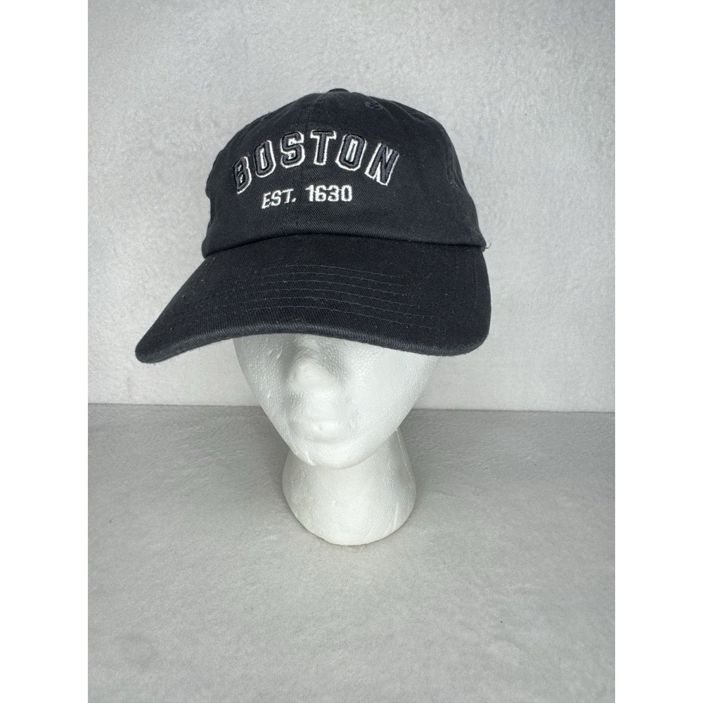 Boston Est. 1630 Slideback Black Hat One Size‎ Adjustable Embroidered Bay State